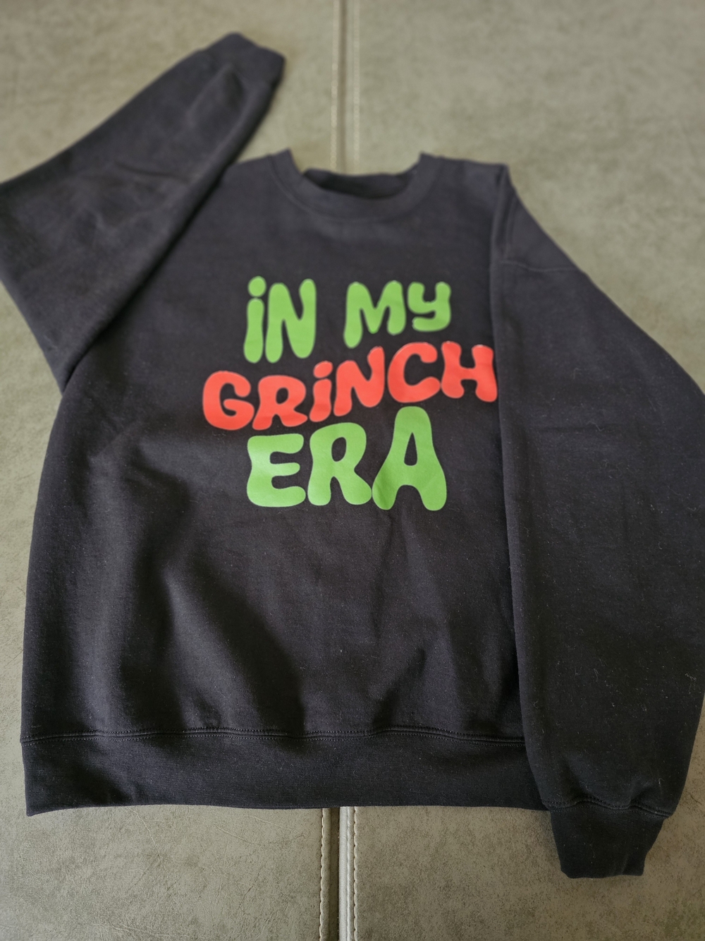 Green and Red "In My Grinch Era" Graphic Crewneck Size Large